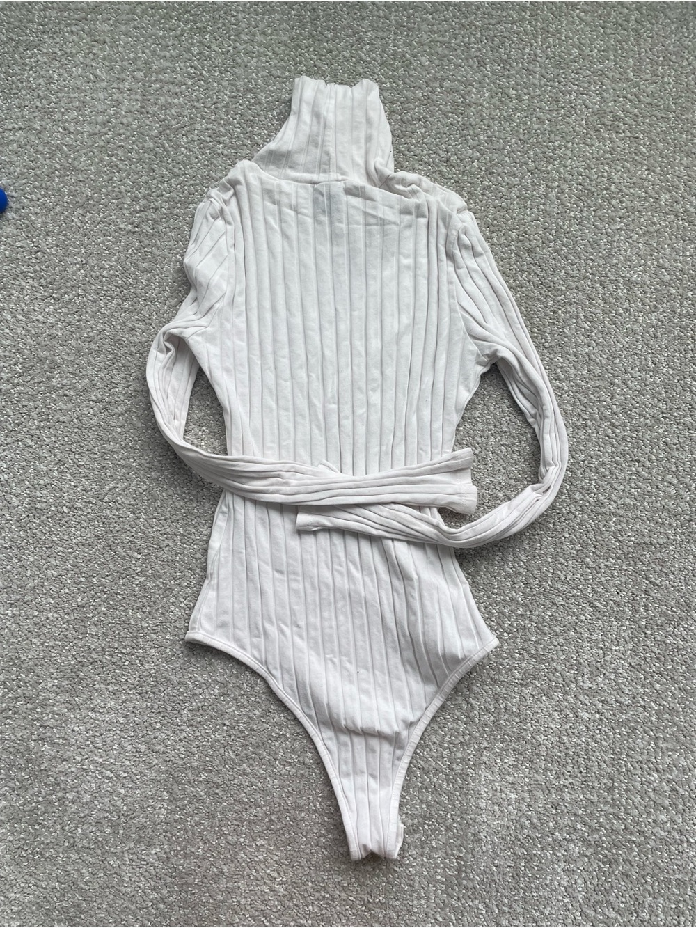 SHEIN White Ribbed Long-Sleeve Turtleneck One-Piece Bodysuit